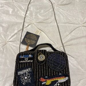 ✈️ Travel Beaded Crossbody Bag | Airplane Passport Globe Statement Purse